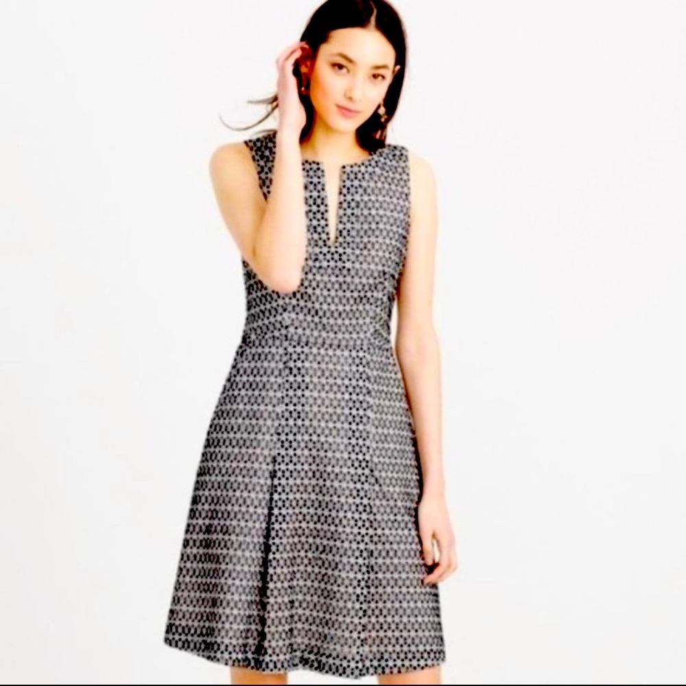 J. CREW Contrast Black and White Eyelet Dress Sz 2